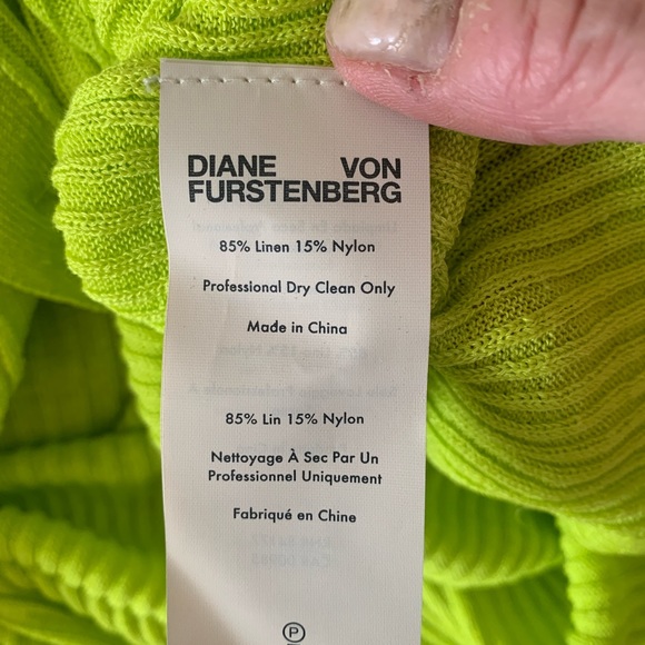 Diane Von Furstenberg neon lime green knit top - Picture 5 of 5